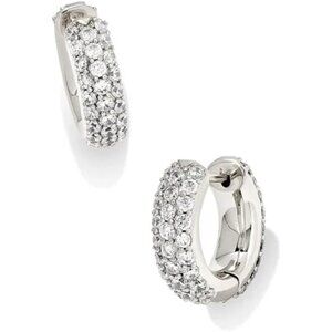 Scott Mikki Pave Huggie Rhodium Earrings Fashion Jewelry for Women Elegant Style